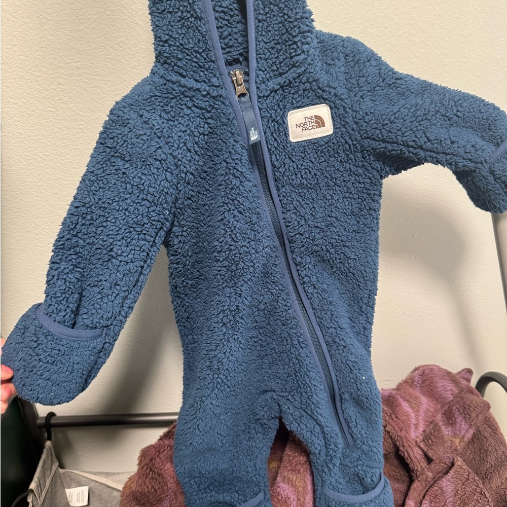 The North Face, Navy Blue Sherpa Baby Bodysuit